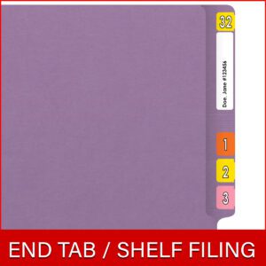 14 pt Color Folders, Full Cut 2-Ply End Tab, Legal Size, 2 Fasteners in Pos #1 & #3, Lavender (Box of 50) - Image 6