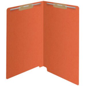 14 pt Color Folders, Full Cut 2-Ply End Tab, Legal Size, 2 Fasteners in Pos #1 & #3, Orange (Box of 50) - Image 2