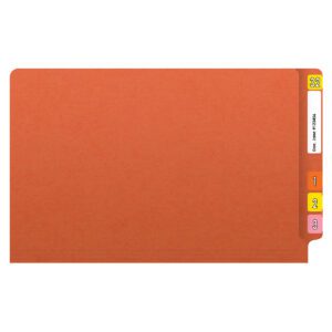 14 pt Color Folders, Full Cut 2-Ply End Tab, Legal Size, 2 Fasteners in Pos #1 & #3, Orange (Box of 50) - Image 3