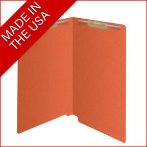 14 pt Color Folders, Full Cut 2-Ply End Tab, Legal Size, 2 Fasteners in Pos #1 & #3, Orange (Box of 50) - Image 7