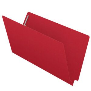 14 pt Color Folders, Full Cut 2-Ply End Tab, Legal Size, 2 Fasteners in Pos #1 & #3, Red (Box of 50) - Image 1
