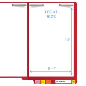 14 pt Color Folders, Full Cut 2-Ply End Tab, Legal Size, 2 Fasteners in Pos #1 & #3, Red (Box of 50) - Image 9
