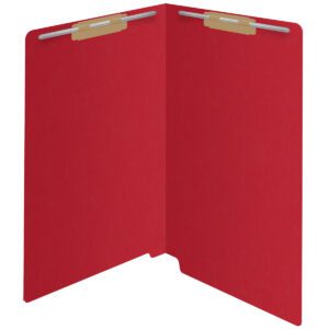 14 pt Color Folders, Full Cut 2-Ply End Tab, Legal Size, 2 Fasteners in Pos #1 & #3, Red (Box of 50) - Image 2