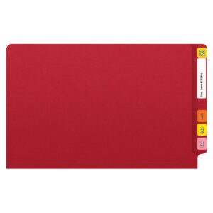 14 pt Color Folders, Full Cut 2-Ply End Tab, Legal Size, 2 Fasteners in Pos #1 & #3, Red (Box of 50) - Image 3