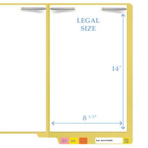 14 pt Color Folders, Full Cut 2-Ply End Tab, Legal Size, 2 Fasteners in Pos #1 & #3, Yellow (Box of 50) - Image 9