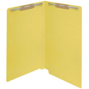 14 pt Color Folders, Full Cut 2-Ply End Tab, Legal Size, 2 Fasteners in Pos #1 & #3, Yellow (Box of 50) - Image 2