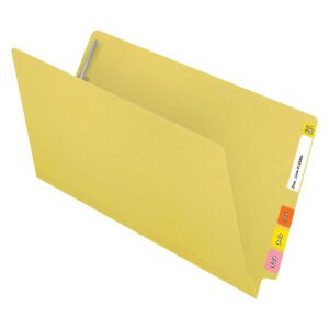 14 pt Color Folders, Full Cut 2-Ply End Tab, Legal Size, 2 Fasteners in Pos #1 & #3, Yellow (Box of 50) - Image 4