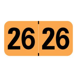 2026 Year Labels, Fluorescent Orange, MAP Compatible, 3/4" X 1-1/2" - Bulk (5 Rolls of 500)