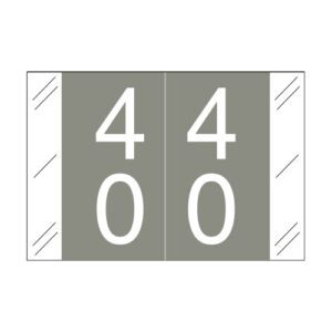 Barkley FDSTM Compatible Double Digit Labels, Number "40" , Grey, Laminated Stock, 1" X 1-1/2" Individual Numbers - Roll of 500