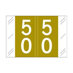 Barkley FDSTM Compatible Double Digit Labels, Number "50" , Gold, Laminated Stock, 1" X 1-1/2" Individual Numbers - Roll of 500