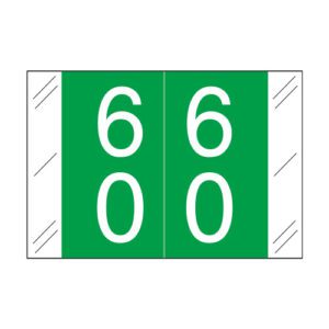 Barkley FDSTM Compatible Double Digit Labels, Number "60" , Dark Green, Laminated Stock, 1" X 1-1/2" Individual Numbers - Roll of 500