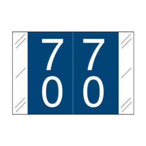 Barkley FDSTM Compatible Double Digit Labels, Number "70" , Royal Blue, Laminated Stock, 1" X 1-1/2" Individual Numbers - Roll of 500
