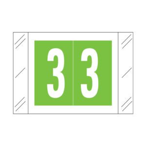 Barkley FNSTM Compatible Numerical Labels, Number "3" , Light Green, Laminated Stock, 1" X 1-1/2" Individual Numbers - Roll of 500