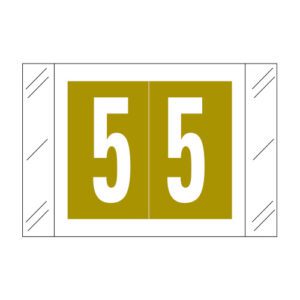 Barkley FNSTM Compatible Numerical Labels, Number "5" , Gold, Laminated Stock, 1" X 1-1/2" Individual Numbers - Roll of 500