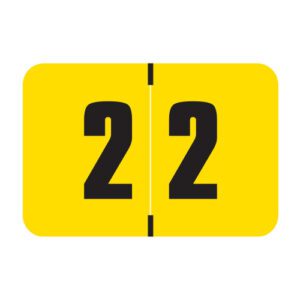 Digi Color Compatible Numerical Labels, Number "2" , Yellow, Laminated Stock, 1" X 1-1/2" Individual Numbers - Roll of 250