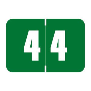 Digi Color Compatible Numerical Labels, Number "4" , Green, Laminated Stock, 1" X 1-1/2" Individual Numbers - Roll of 250