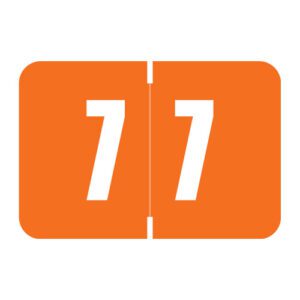 Digi Color Compatible Numerical Labels, Number "7" , Orange, Laminated Stock, 1" X 1-1/2" Individual Numbers - Roll of 250