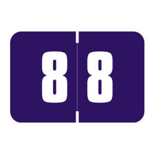 Digi Color Compatible Numerical Labels, Number "8" , Purple, Laminated Stock, 1" X 1-1/2" Individual Numbers - Roll of 250