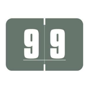 Digi Color Compatible Numerical Labels, Number "9" , Grey, Laminated Stock, 1" X 1-1/2" Individual Numbers - Roll of 250