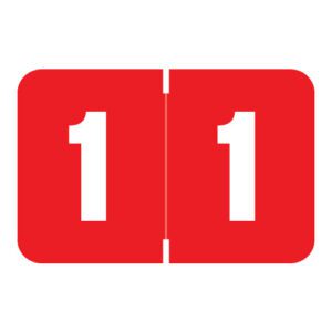 Digi Color Compatible Numerical Labels, Number "1" , Red, Laminated Stock, 15/16" X 1-5/8" Individual Numbers - Roll of 250