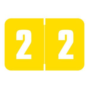 Digi Color Compatible Numerical Labels, Number "2" , Yellow, Laminated Stock, 15/16" X 1-5/8" Individual Numbers - Roll of 250