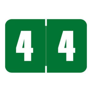 Digi Color Compatible Numerical Labels, Number "4" , Green, Laminated Stock, 15/16" X 1-5/8" Individual Numbers - Roll of 250