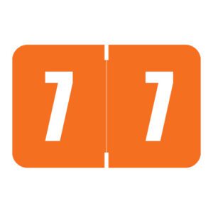 Digi Color Compatible Numerical Labels, Number "7" , Orange, Laminated Stock, 15/16" X 1-5/8" Individual Numbers - Roll of 250