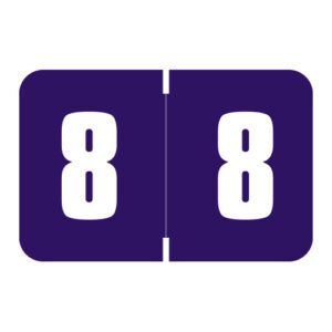 Digi Color Compatible Numerical Labels, Number "8" , Purple, Laminated Stock, 15/16" X 1-5/8" Individual Numbers - Roll of 250
