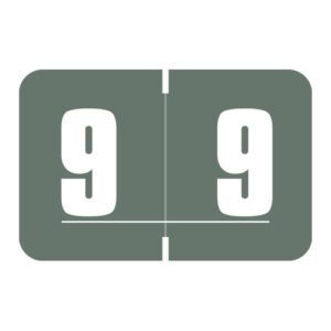 Digi Color Compatible Numerical Labels, Number "9" , Grey, Laminated Stock, 15/16" X 1-5/8" Individual Numbers - Roll of 250