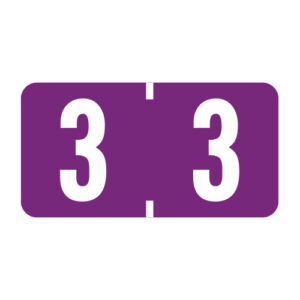 Smead ETSN Compatible Numeric Labels, Number "3", Purple, Laminated Stock, 1/2" X 1" Individual Numbers - Pack of 250