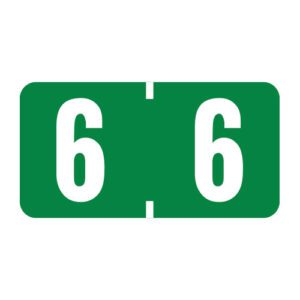 Smead ETSN Compatible Numeric Labels, Number "6", Green, Laminated Stock, 1/2" X 1" Individual Numbers - Pack of 250