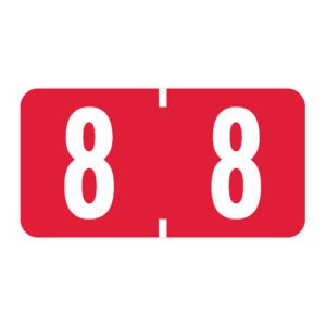 Smead ETSN Compatible Numeric Labels, Number "8", Red, Laminated Stock, 1/2" X 1" Individual Numbers - Pack of 250