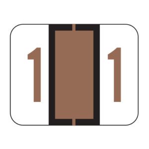 File Doctor Compatible Numeric Labels, Number "1", Brown, Laminated Stock, 1" X 1-1/4" Individual Numbers - Roll of 500