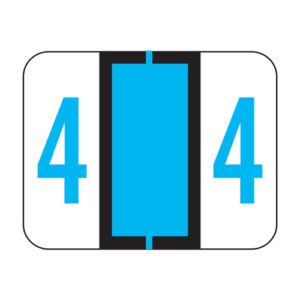 File Doctor Compatible Numeric Labels, Number "4", Blue, Laminated Stock, 1" X 1-1/4" Individual Numbers - Roll of 500 - Image 1