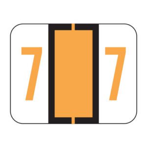 File Doctor Compatible Numeric Labels, Number "7", Fluorescent Orange, Laminated Stock, 1" X 1-1/4" Individual Numbers - Roll of 500