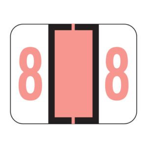 File Doctor Compatible Numeric Labels, Number "8", Pink, Laminated Stock, 1" X 1-1/4" Individual Numbers - Roll of 500