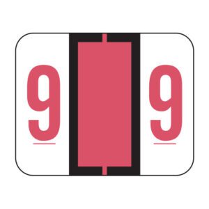 File Doctor Compatible Numeric Labels, Number "9", Red, Laminated Stock, 1" X 1-1/4" Individual Numbers - Roll of 500