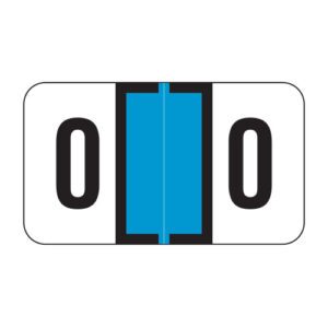 Jeter 0300 Compatible Numeric Labels, Number "0", Blue, Laminated Stock, 15/16" X 1-5/8" Individual Numbers - Roll of 500 - Image 1