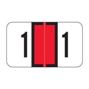 Jeter 0300 Compatible Numeric Labels, Number "1", Red, Laminated Stock, 15/16" X 1-5/8" Individual Numbers - Roll of 500 - Image 1