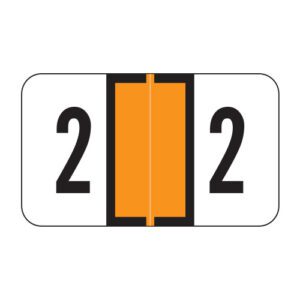 Jeter 0300 Compatible Numeric Labels, Number "2", Orange, Laminated Stock, 15/16" X 1-5/8" Individual Numbers - Roll of 500 - Image 1