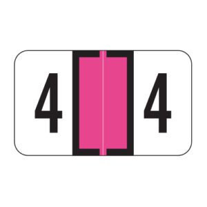 Jeter 0300 Compatible Numeric Labels, Number "4", Fluorescent Pink, Laminated Stock, 15/16" X 1-5/8" Individual Numbers - Roll of 500 - Image 1