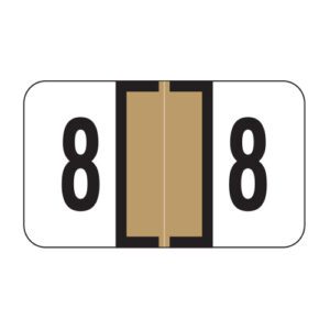 Jeter 0300 Compatible Numeric Labels, Number "8", Brown, Laminated Stock, 15/16" X 1-5/8" Individual Numbers - Roll of 500 - Image 1