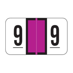 Jeter 0300 Compatible Numeric Labels, Number "9", Purple, Laminated Stock, 15/16" X 1-5/8" Individual Numbers - Roll of 500 - Image 1
