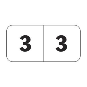 Jeter 4500 Compatible Numeric Labels, Number "3", White, Laminated Stock, 3/4" X 1-1/2" Individual Numbers - Roll of 500 - Image 1