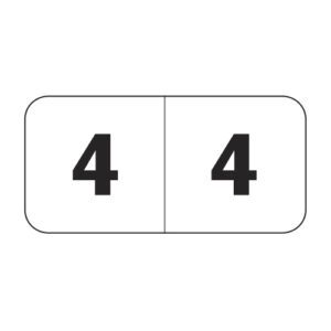 Jeter 4500 Compatible Numeric Labels, Number "4", White, Laminated Stock, 3/4" X 1-1/2" Individual Numbers - Roll of 500 - Image 1