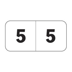 Jeter 4500 Compatible Numeric Labels, Number "5", White, Laminated Stock, 3/4" X 1-1/2" Individual Numbers - Roll of 500 - Image 1