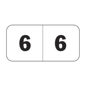 Jeter 4500 Compatible Numeric Labels, Number "6", White, Laminated Stock, 3/4" X 1-1/2" Individual Numbers - Roll of 500 - Image 1