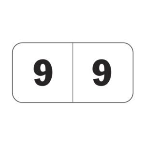 Jeter 4500 Compatible Numeric Labels, Number "9", White, Laminated Stock, 3/4" X 1-1/2" Individual Numbers - Roll of 500