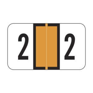 Jeter 2600 Compatible Numeric Labels, Number "2", Orange, Laminated Stock, 15/16" X 1-5/8" Individual Numbers - Roll of 500