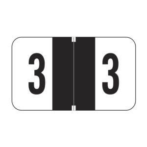 Jeter 2600 Compatible Numeric Labels, Number "3", Black, Laminated Stock, 15/16" X 1-5/8" Individual Numbers - Roll of 500